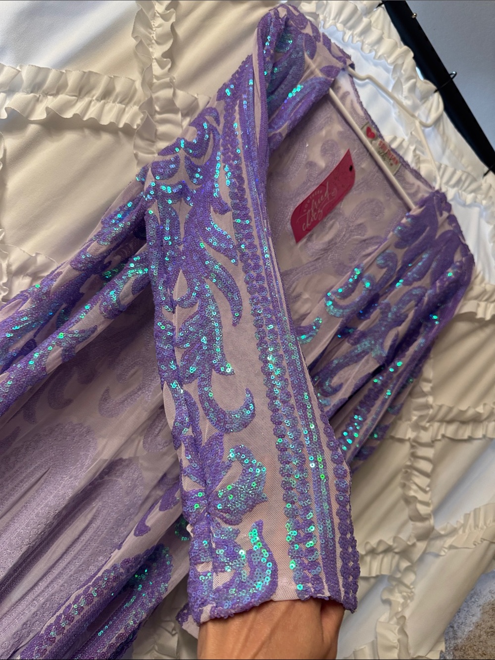 Southern Fried Chics Lavender Purple Sequin Embellished Long Duster - Picture 4 of 5